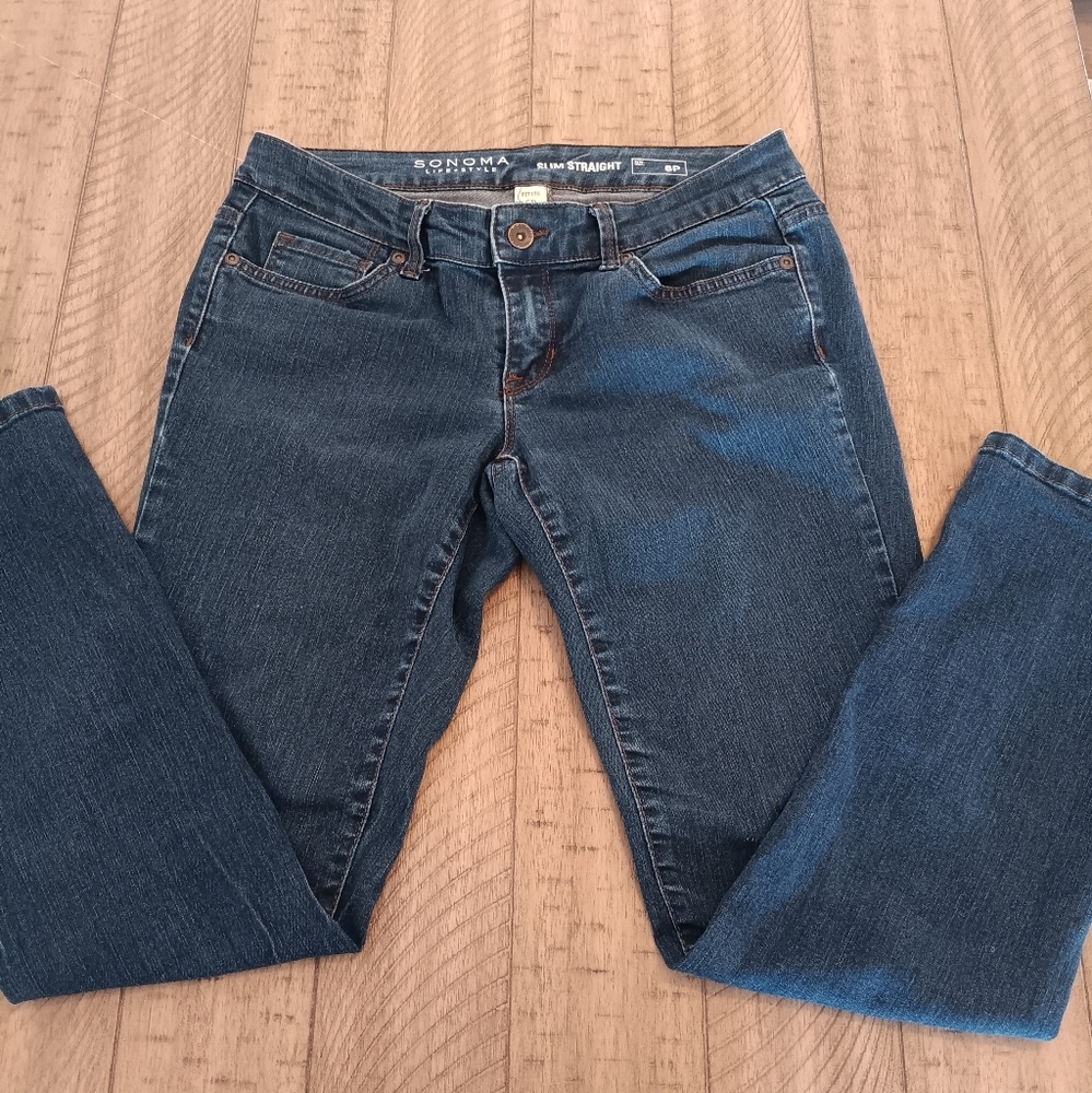 Sonoma Women's Size 6P Slim Straight Blue Jeans